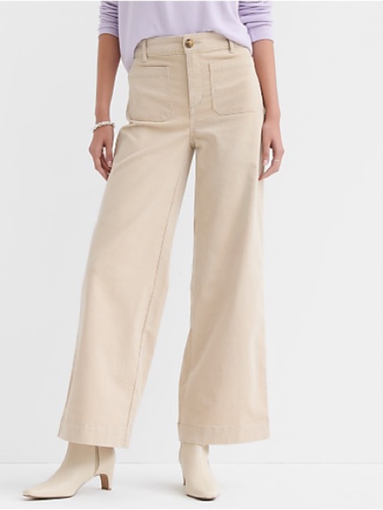 LOFT Pants - LOFT Beige Wide-Leg Trousers